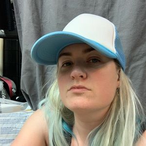 Light Blue & White Trucker Hat w/ Adjustable Band